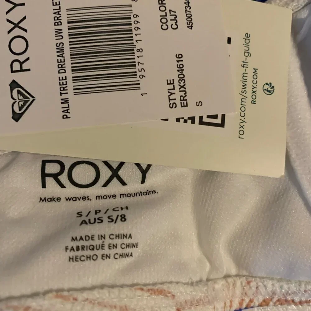 Roxy Juniors Printed Scoop Neck Underwired Bralette Bikini Swim Top Size S NWT‎